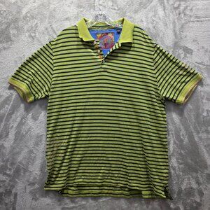 Robert Graham Polo Shirt Mens XL Stripe Embroidered Casual Unique Designer Rugby